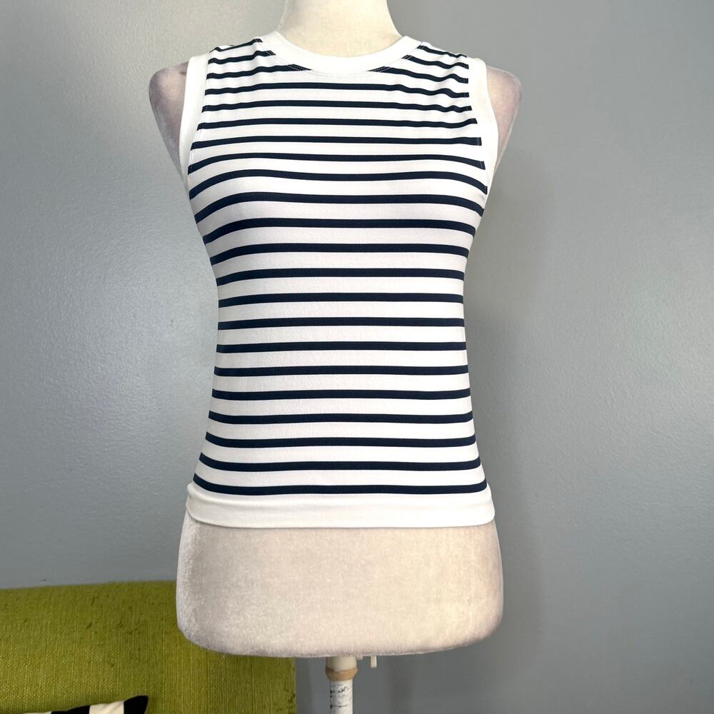 Moa Moa Blue White Striped Stretch Tank Top NEW Small
